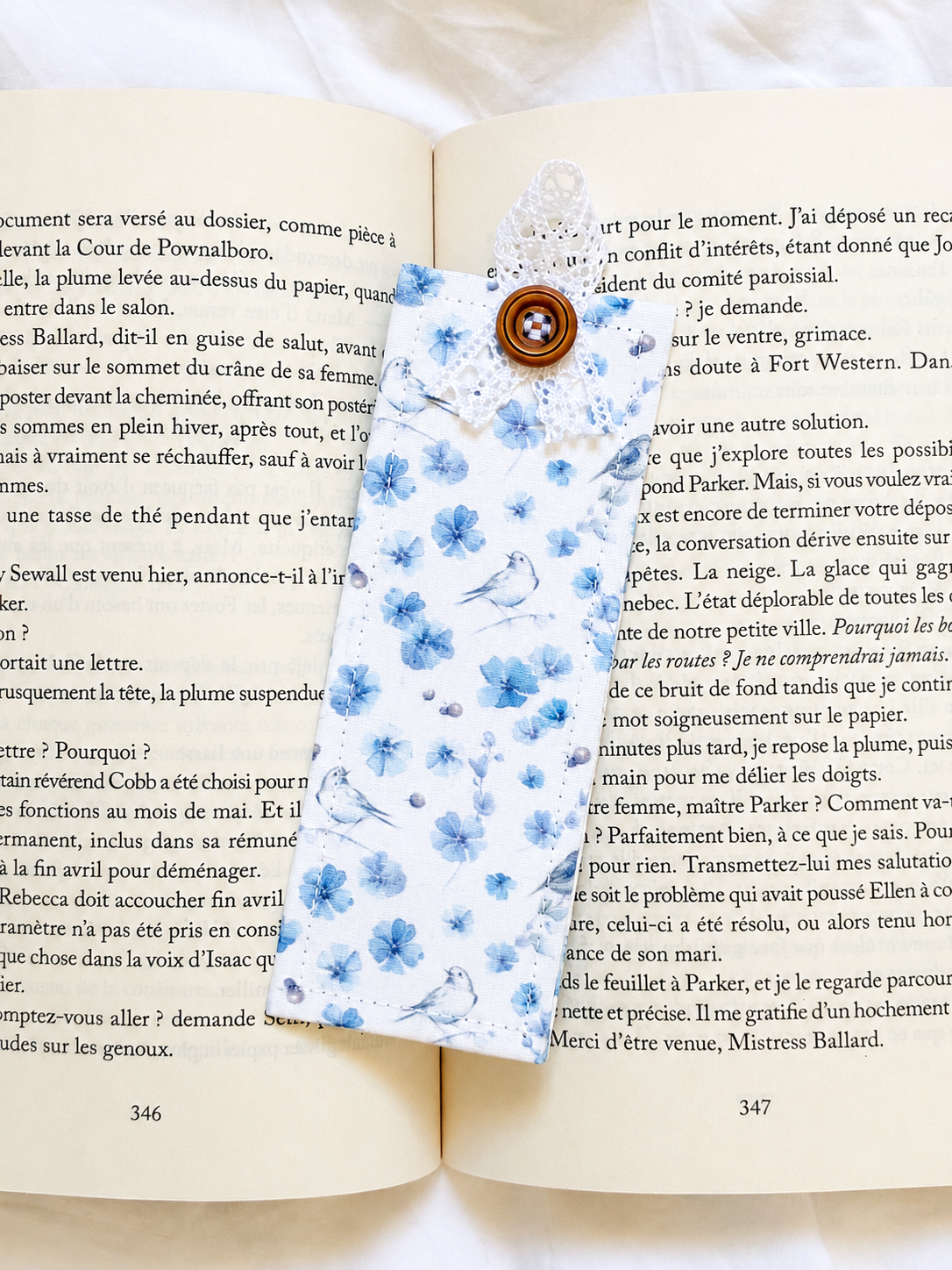 Marque-page - Bleu romantique
