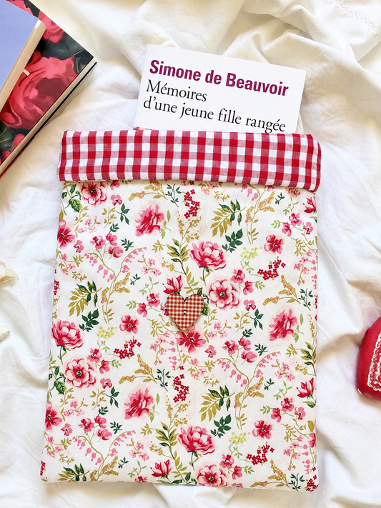 Pochette Roses romantiques vichy rouge
