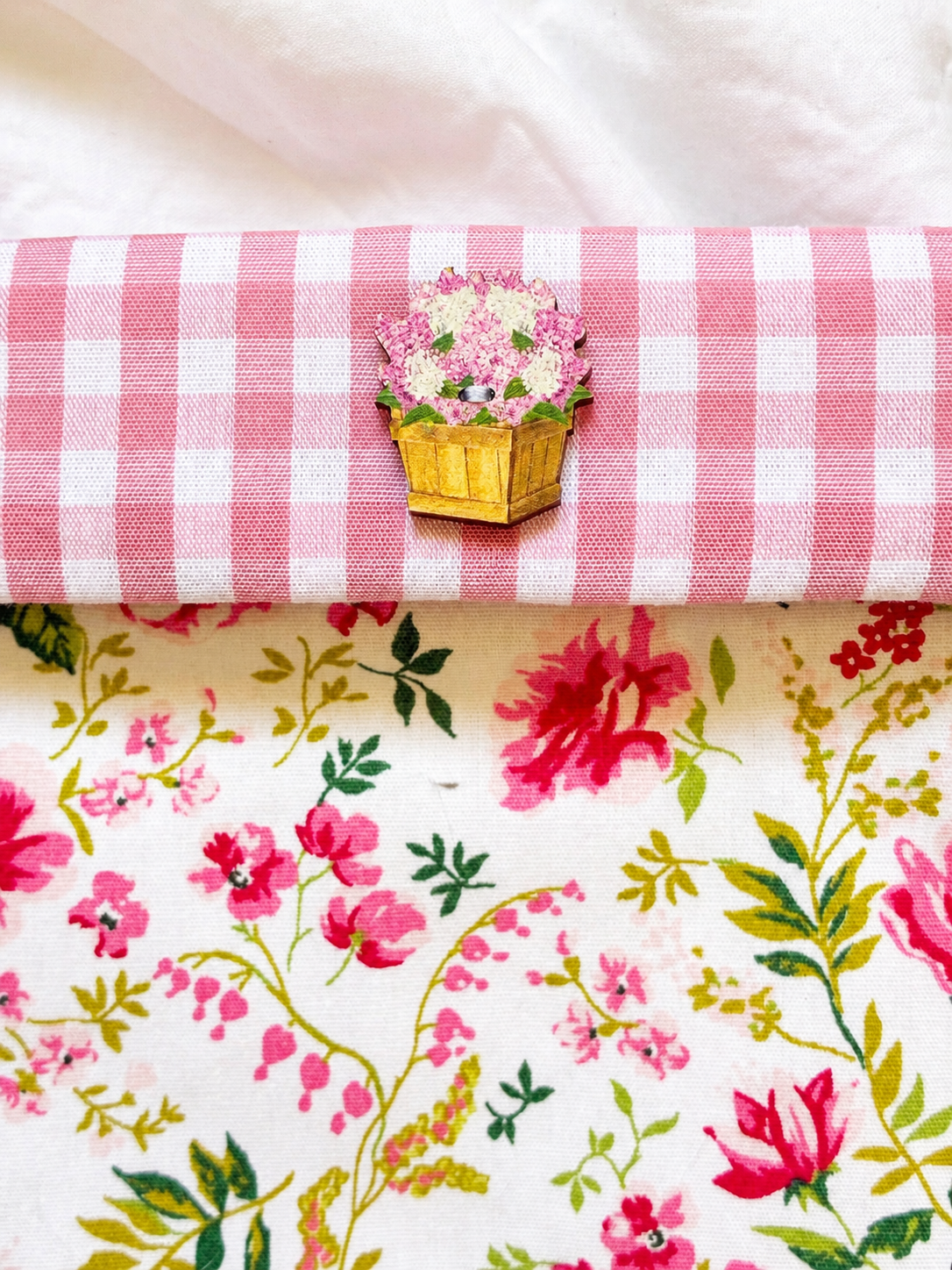 Pochette Roses romantiques vichy rose