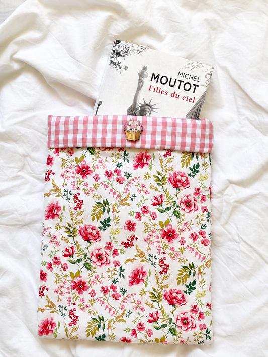 Pochette Roses romantiques vichy rose